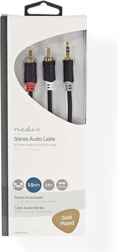 Nedis 3,5mm Jack - Tulp stereo audio kabel - zwart - meter - afbeelding 24