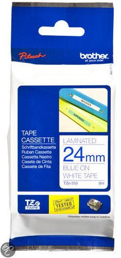 Brother TZe-253 Blauw op wit - afbeelding 1