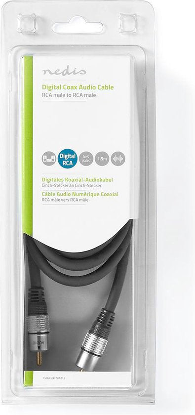 Nedis Digitale Audiokabel - RCA Male - RCA Male - Verguld - m - Rond - PVC - Antraciet - Doos - afbeelding 9