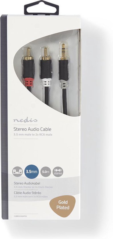 Nedis 3,5mm Jack - Tulp stereo audio kabel - zwart - meter - afbeelding 32