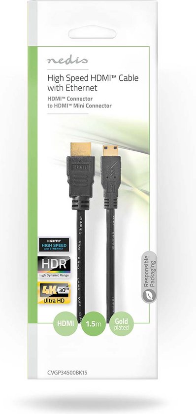 Nedis HDMI kabel m HDMI Type A (Standaard) HDMI Type C (Mini) Zwart - afbeelding 7