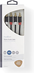 Nedis Stereo-Audiokabel - 2x RCA Male - 2x RCA Male - m - Rond - Doos - afbeelding 5