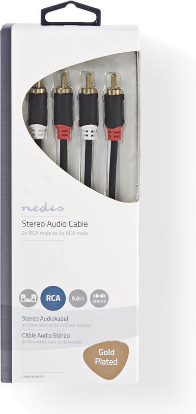 Nedis Stereo-Audiokabel - 2x RCA Male - 2x RCA Male - m - Rond - Doos - afbeelding 5