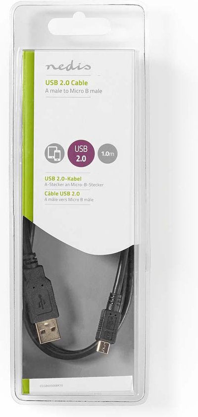 Nedis USB-kabel m USB A B Zwart - afbeelding 2