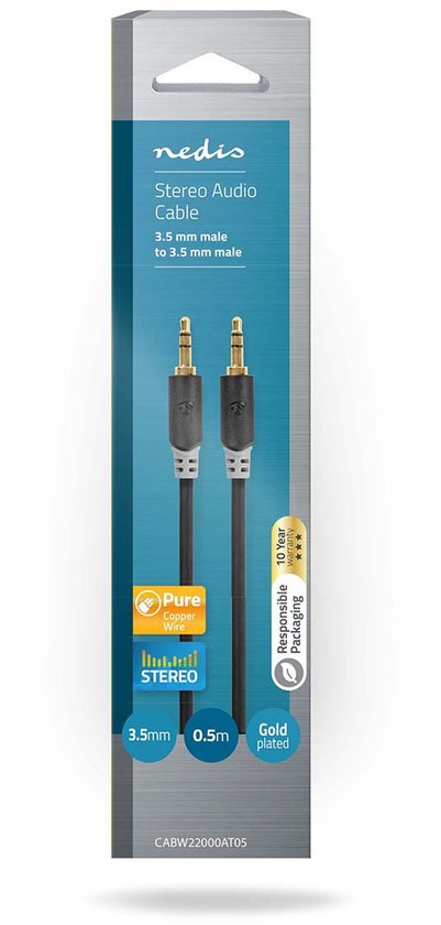 Nedis Stereo-Audiokabel - 3,5 Male - 3,5 Male - m - Rond - afbeelding 2