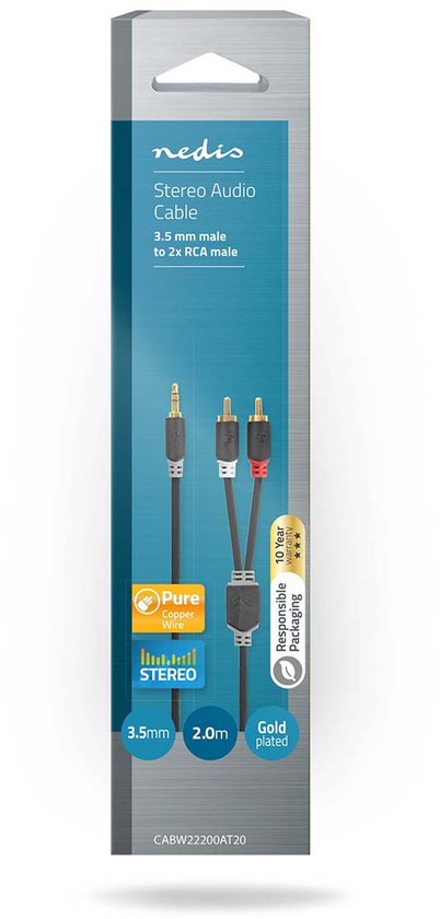 Nedis 3,5mm Jack - Tulp stereo audio kabel - zwart - meter - afbeelding 19
