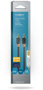 Nedis Digitale Audiokabel - RCA Male - RCA Male - Verguld - 2.00 m - Rond - PVC - Antraciet - Doos - afbeelding 2