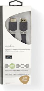 Nedis High Speed ​​HDMI-Kabel met Ethernet - HDMI Connector - HDMI Connector - 4K@60Hz - 18 Gbps - 2.00 m - Plat - PVC - Antraciet - Window Box - afbeelding 3