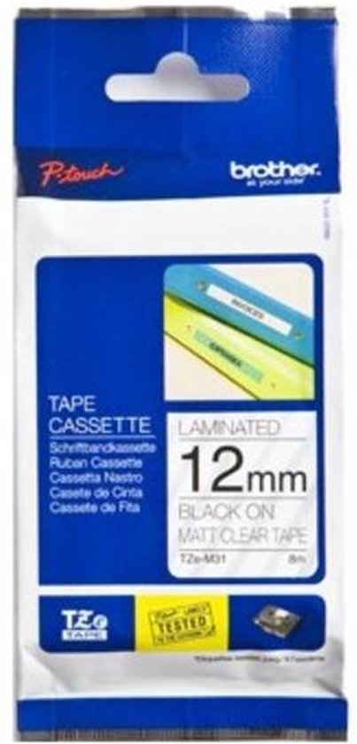 Labeltape mat Brother TZe, TZ TZe-M31 Tapekleur: Transparant (mat) Tekstkleur:Zwart 12 mm 8 m - afbeelding 8