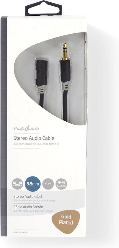 Nedis Stereo-Audiokabel - 3,5 Male - 3,5 Female - Verguld - m - Rond - Antraciet - Doos - afbeelding 24