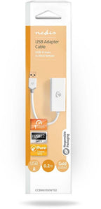 Nedis USB-netwerkadapter - USB 3.2 Gen 1 - 1 Gbps - USB-A Male - RJ45 Female - 0.20 m - Rond - Verguld - Koper - Wit - Doos - afbeelding 2