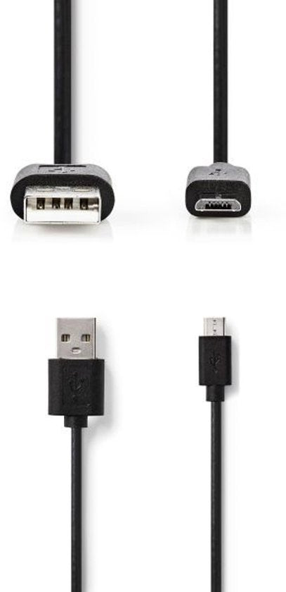 Nedis USB-Kabel - USB 2.0 - USB-A Male - USB Micro-B Male - 4.5 W - 480 Mbps - Vernikkeld - 3.00 m - Rond - PVC - Zwart - Label - afbeelding 9
