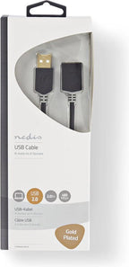 Nedis USB-Kabel - USB - USB-A Male - USB-A Female - Verguld - m - Rond - PVC - Antraciet - Doos - afbeelding 9