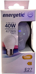 6 x Energetic LED Mini kogel Filament E27 4,2W 2700K 230V - Warm Wit - Dimbaar - afbeelding 1