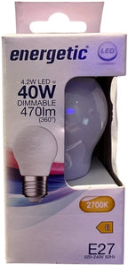 6 x Energetic LED Mini kogel Filament E27 4,2W 2700K 230V - Warm Wit - Dimbaar - afbeelding 1