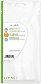 Nedis Mini DisplayPort-Kabel - DisplayPort 1.2 - Mini-DisplayPort Male - VGA Female 15p - 21.6 Gbps - Vernikkeld - 0.20 m - Rond - PVC - Wit - Polybag - afbeelding 5