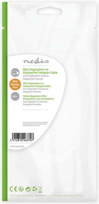 Nedis Mini DisplayPort-Kabel - DisplayPort 1.2 - Mini-DisplayPort Male - DisplayPort Female - 21.6 Gbps - Vernikkeld - 0.20 m - Rond - PVC - Wit - Polybag - afbeelding 5