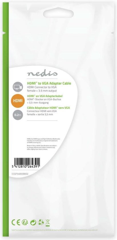 Nedis HDMI naar VGA + 3,5mm adapter - zwart - 0,20 meter - afbeelding 14