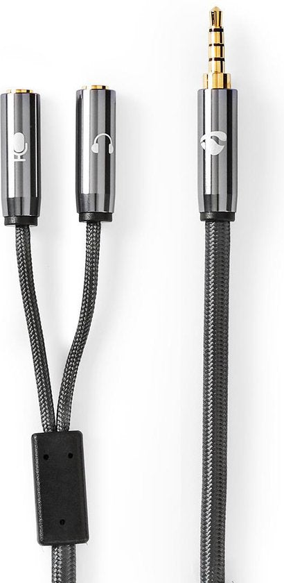 Nedis Stereo-Audiokabel - 3,5 mm Male - 2x 3,5 mm Female - Verguld - 0.20 m - Rond - Grijs / Gun Metal Grijs - Cover Window Box - afbeelding 8