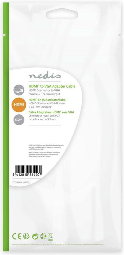 Nedis HDMI naar VGA + 3,5mm adapter - zwart - 0,20 meter - afbeelding 5