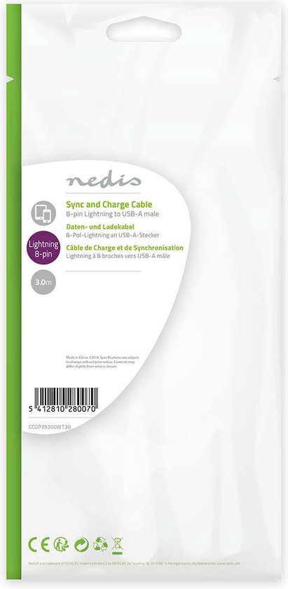 Nedis Lightning naar USB kabel - zwart - meter - afbeelding 15