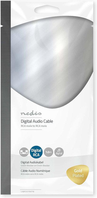 Nedis Digitale Audiokabel - RCA Male - RCA Male - Verguld - 1.00 m - Rond - PVC - Antraciet - Window Box - afbeelding 3