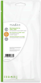 Nedis Mini DisplayPort-Kabel - DisplayPort 1.2 - Mini-DisplayPort Male - HDMI Output - 21.6 Gbps - Vernikkeld - 0.20 m - Rond - PVC - Wit - Polybag - afbeelding 6