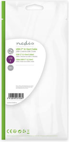 Nedis USB-Kabel - USB 3.2 Gen 1 - USB-C Male - USB-C Male - 60 W - 4K@60Hz - 5 Gbps - Vernikkeld - 1.00 m - Rond - PVC - Zwart - Doos - afbeelding 2