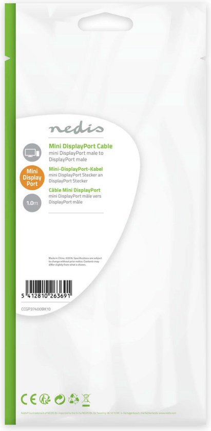 Mini-DisplayPort - | Mini-DisplayPort Male - DisplayPort Male | m | - afbeelding 3