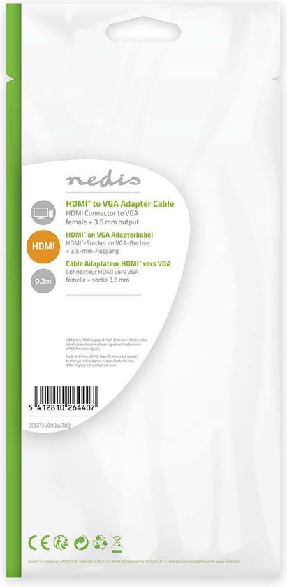Nedis HDMI naar VGA + 3,5mm adapter - zwart - 0,20 meter - afbeelding 9