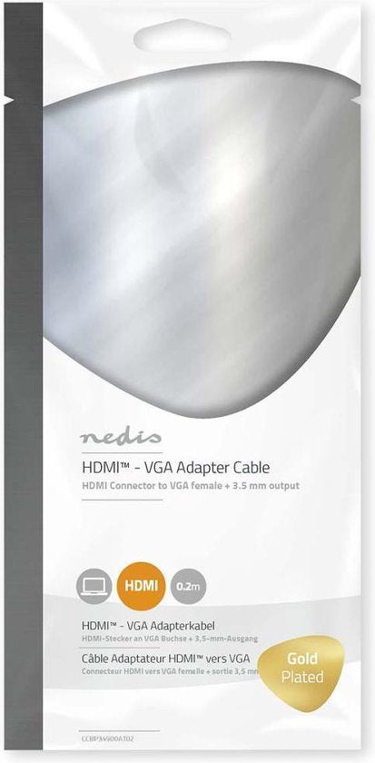 HDMI - VGA-kabel | HDMIâ„¢-connector - VGA female + 3,5 mm uitgang | 0,2 m | Antraciet - afbeelding 4