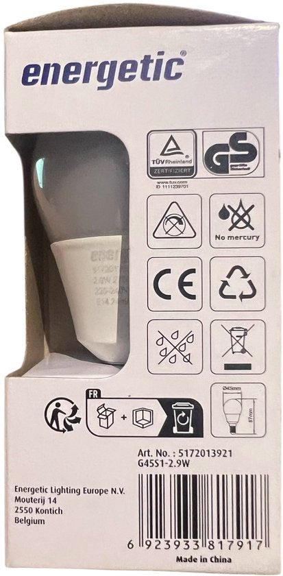 6 x Energetic Led Lamp E 14 Bol Warm Wit 2,9 w (25w) - afbeelding 5