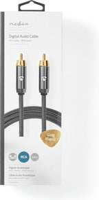 Nedis Digitale Audiokabel - RCA Male - RCA Male - Verguld - 2.00 m - Rond - Katoen - Antraciet / Gun Metal Grijs - Cover Window Box - afbeelding 4