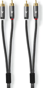 Nedis Stereo-Audiokabel - 2x RCA Male - 2x RCA Male - Verguld - 1.00 m - Rond - Grijs / Gun Metal Grijs - Cover Window Box - afbeelding 3