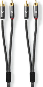 Nedis Stereo-Audiokabel - 2x RCA Male - 2x RCA Male - Verguld - 3.00 m - Rond - Grijs / Gun Metal Grijs - Cover Window Box - afbeelding 3