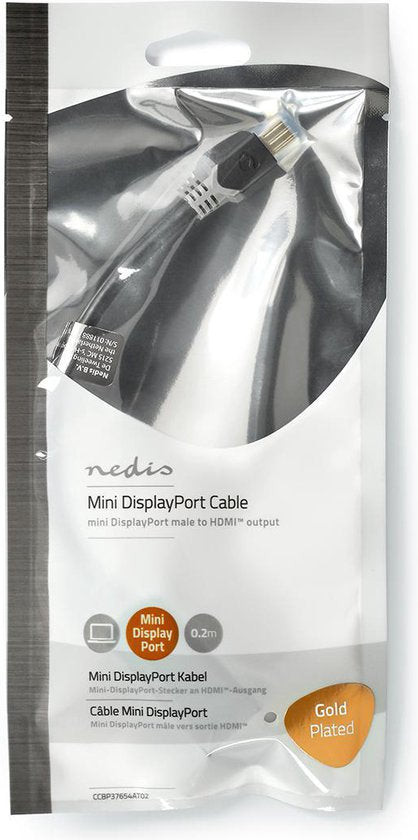 Nedis Mini DisplayPort-Kabel - DisplayPort 1.4 - Mini-DisplayPort Male - HDMI Output - 48 Gbps - Verguld - 0.20 m - Rond - PVC - Antraciet - Window Box - afbeelding 6