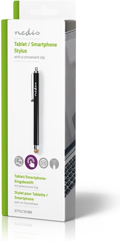 Nedis Stylus Pen - Gebruikt voor: Smartphone / Tablet - Koperdoek Tip - 1 Stuks - Met clip - Zwart - afbeelding 5