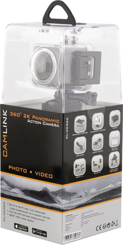 Camlink CL-AC360 Full HD Action Camera 2k Wi-Fi / Microfoon Zwart - afbeelding 24