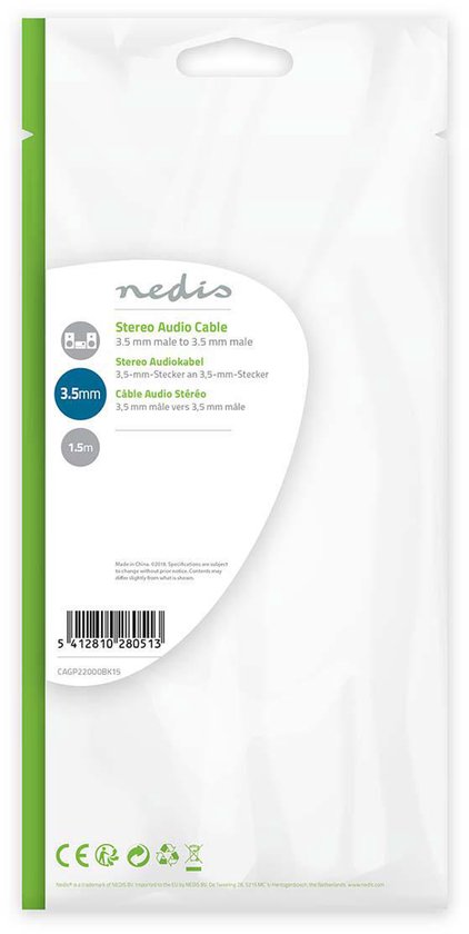 Nedis Stereo-Audiokabel - 3,5 Male - 3,5 Male - Vernikkeld - m - Rond - Zwart - Label - afbeelding 10