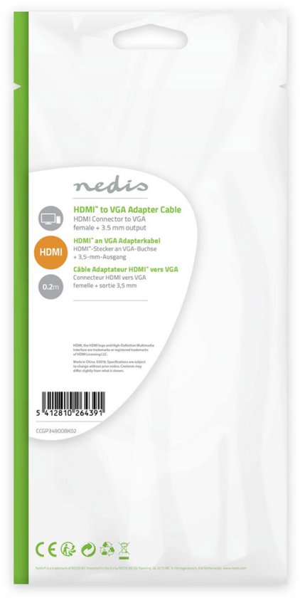 Nedis HDMI naar VGA + 3,5mm adapter - zwart - 0,20 meter - afbeelding 13
