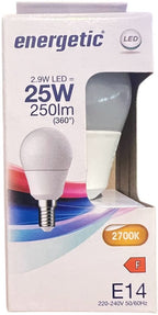 6 x Energetic Led Lamp E 14 Bol Warm Wit 2,9 w (25w) - afbeelding 3