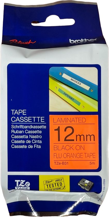 Brother Tape gelamineerd 12mm - afbeelding 1