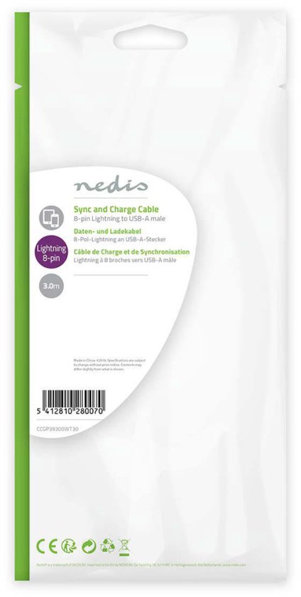 Nedis Lightning naar USB kabel - zwart - meter - afbeelding 51