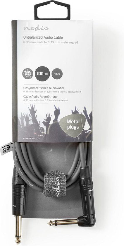 Nedis Mono-Audiokabel - 6,35 Male - 6,35 Male - Vernikkeld - m - Rond - PVC - afbeelding 2