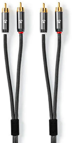 Nedis Stereo-Audiokabel - 2x RCA Male - 2x RCA Male - Verguld - 1.00 m - Rond - Grijs / Gun Metal Grijs - Cover Window Box - afbeelding 14