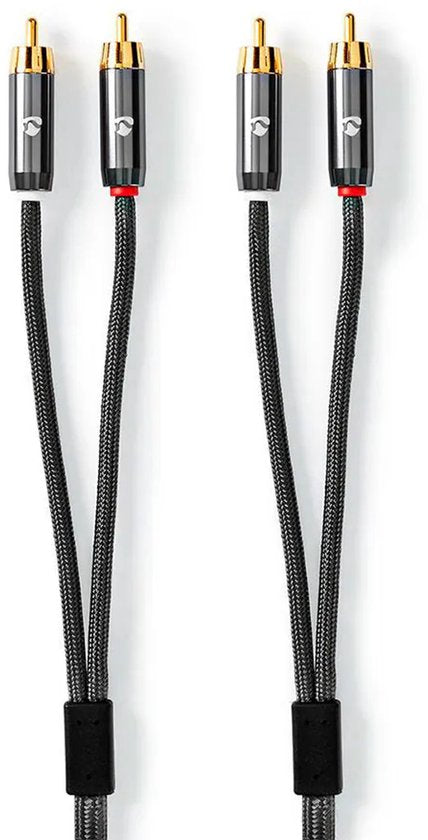 Nedis Stereo-Audiokabel - 2x RCA Male - 2x RCA Male - Verguld - 1.00 m - Rond - Grijs / Gun Metal Grijs - Cover Window Box - afbeelding 14