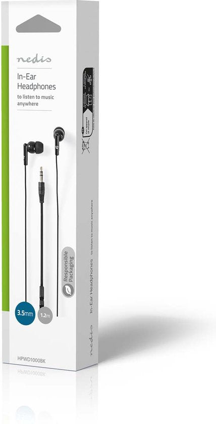 Nedis Bedrade Koptelefoon - 3,5 mm - Kabellengte: 1.20 m - Volumebediening - Zwart - afbeelding 4