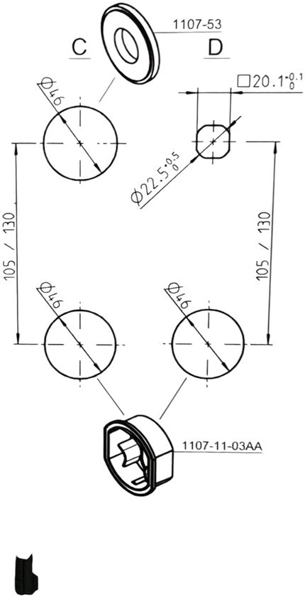 EMKA Zwenkgreep Model 1317-U00401-0000001 voor o.a. Electriciteitskasten / EV Laadpaal Profiel-halfcilinder A = 30 - afbeelding 6