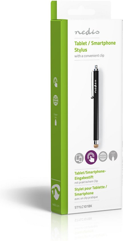 Nedis Stylus Pen - Gebruikt voor: Smartphone / Tablet - Koperdoek Tip - 1 Stuks - Met clip - Zwart - afbeelding 6