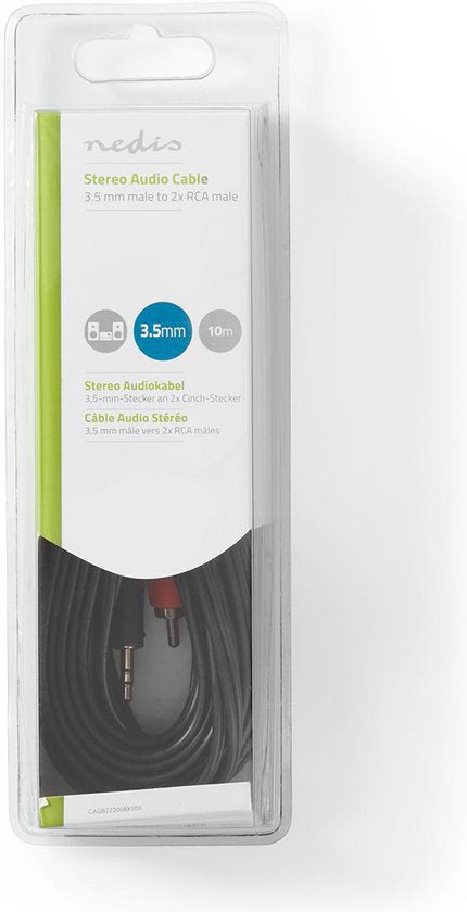 Nedis Stereo-Audiokabel - 3,5 Male - 2x RCA Male - Vernikkeld - m - Rond - Zwart - Doos - afbeelding 5
